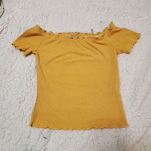 Frilly Off the Shoulder Yellow Crop Top
